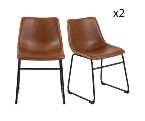 Lot de 2 chaises en simili marron ORIGO