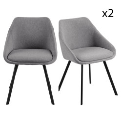 Lot de 2 chaises design en tissu gris pieds noirs NILSON