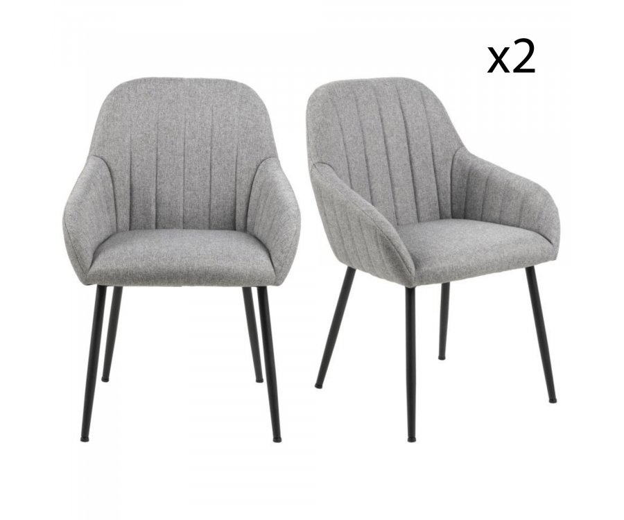 Lot de 2 chaises moderne en tissu gris clair TRADA