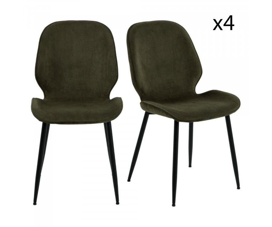 Lot de 4 chaises design en velours pieds noir FEMAL