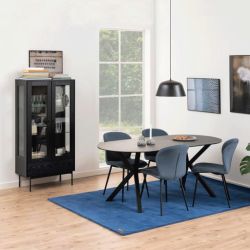 Buffet vitrine 2 portes en métal noir BLACK