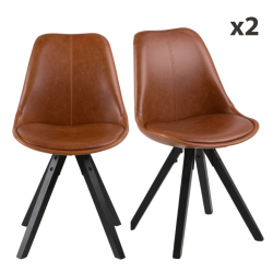 Lot de 2 chaises scandinaves en simili pieds noirs DIMY
