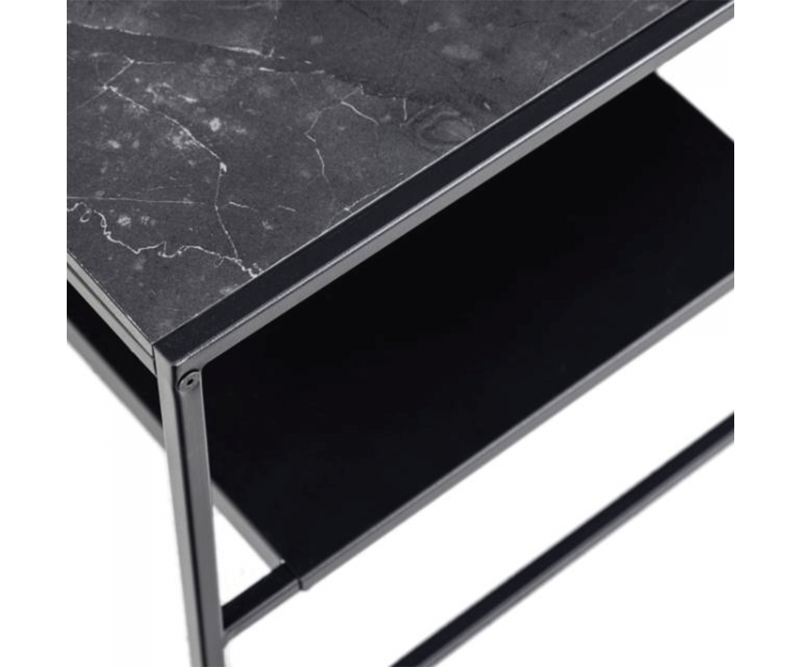 Table basse design en marbre noir et métal INFINITIX
