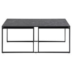 Set de 3 tables basses gigognes effet marbre noir INFINITIX