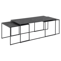 Set de 3 tables basses gigognes en marbre noir INFINITIX