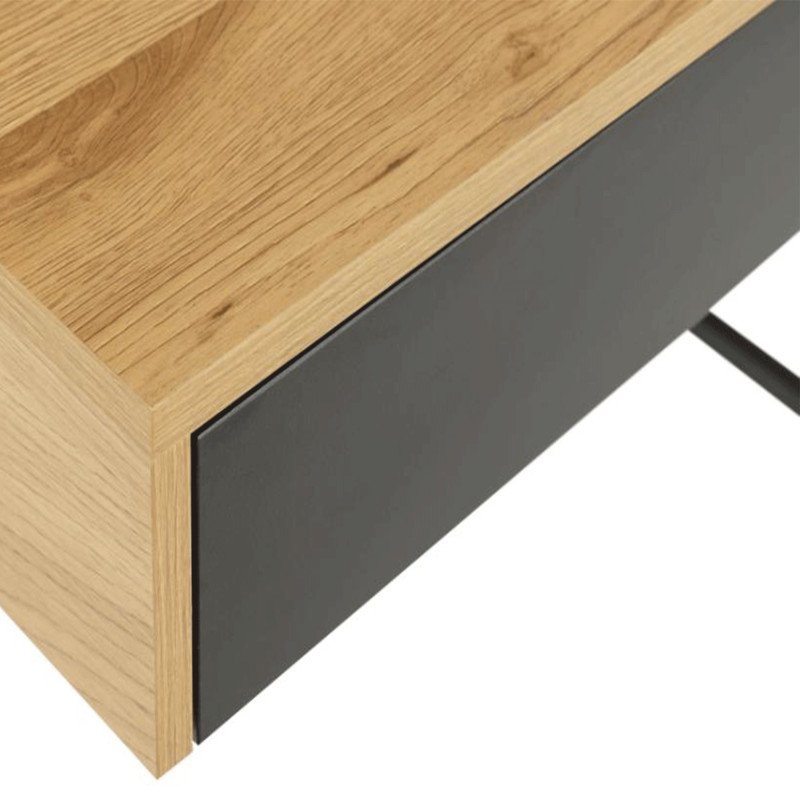 Bureau avec tiroirs et niches en bois naturel et noir REEKY