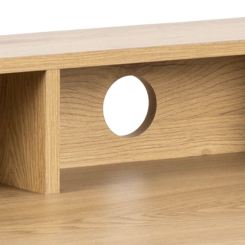 Bureau avec tiroirs et niches en bois naturel et noir REEKY