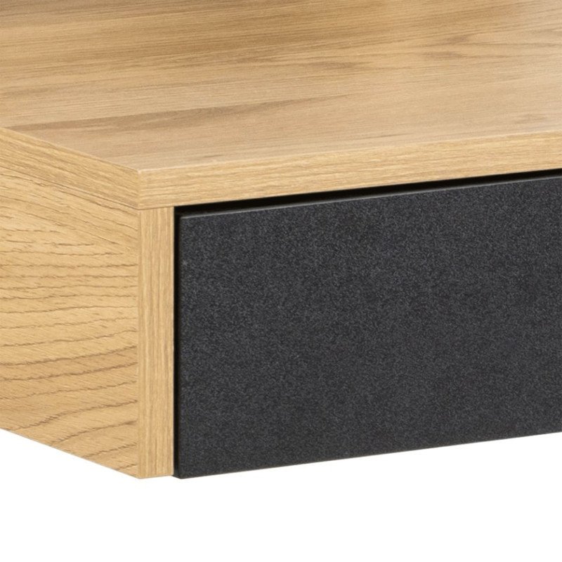 Bureau avec tiroirs et niches en bois naturel et noir REEKY