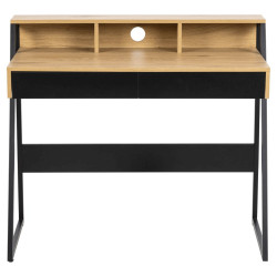 Bureau avec tiroirs et niches en bois et noir REEKY