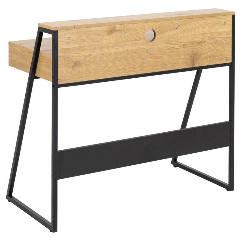 Bureau avec tiroirs et niches en bois naturel et noir REEKY