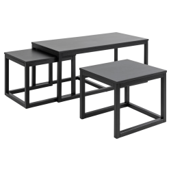 Set de 3 tables basses gigognes en bois noir CORNEIL