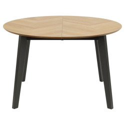 Table ronde extensile en bois et métal noir GEORGIA