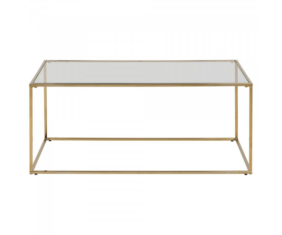 Table basse rectangulaire en verre et métal doré CRAJA