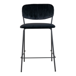 Tabouret de bar en velours et pieds métal noirs CALICANE