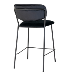 Tabouret de bar en velours et pieds métal noirs CALICANE