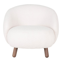 Fauteuil en tissu bouclé blanc et pieds en bois BREBIS