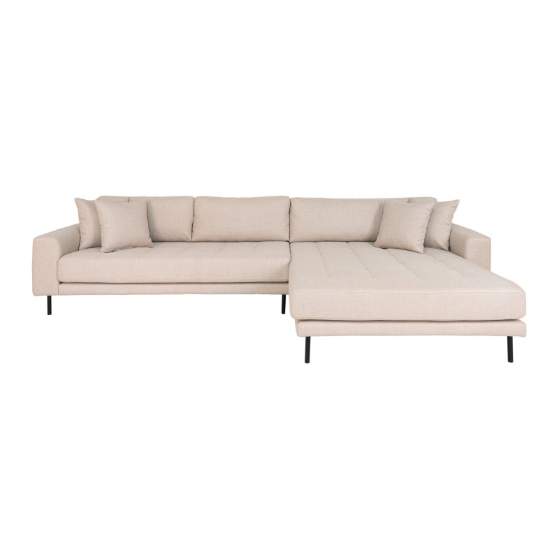 Canapé d'angle droit en tissu beige avec 4 oreillers LIZZO