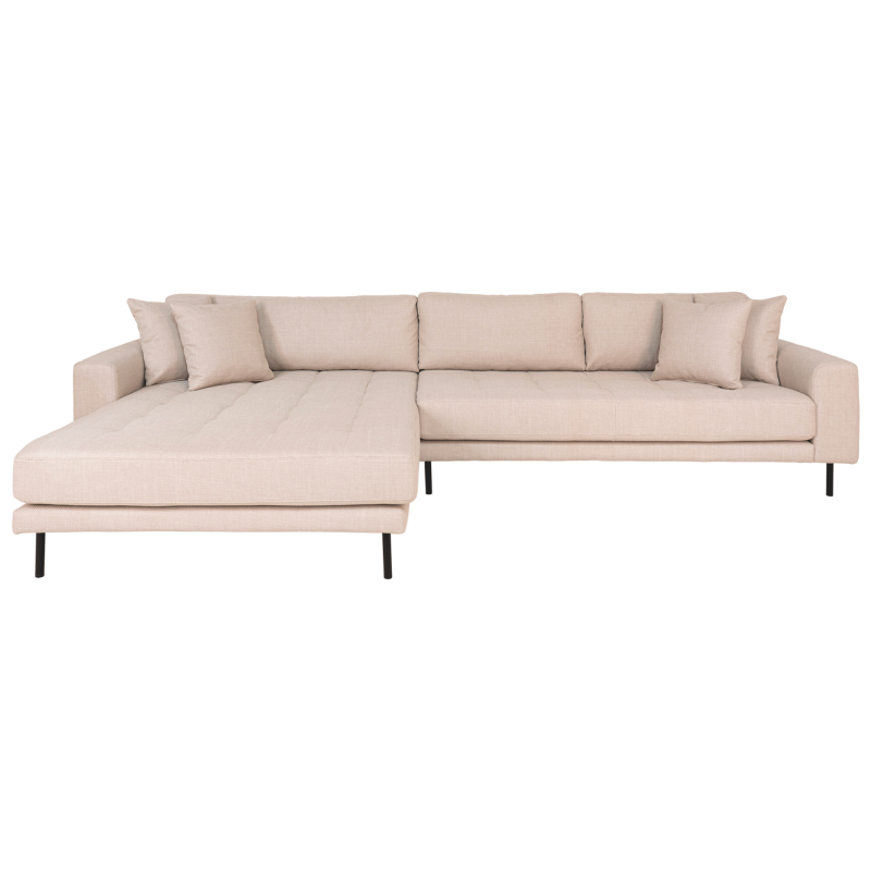 Canapé d'angle gauche en tissu beige avec 4 oreillers LIZZO