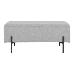 Banc en tissu gris avec coffre de rangement WARNER