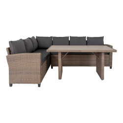 Ensemble de salon extérieur en tissu avec coussin + table EMOLGA