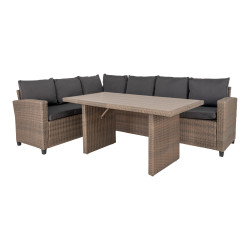 Ensemble de salon extérieur en tissu avec coussin + table EMOLGA