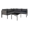 Ensemble de salon d'angle en tissu + table en verre KIRA