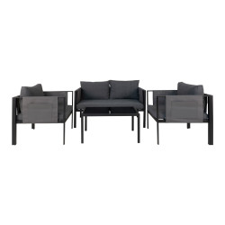 Ensemble de canapé 2 places en tissu+ 2 fauteuils en tissu+ table en verre RIOLU