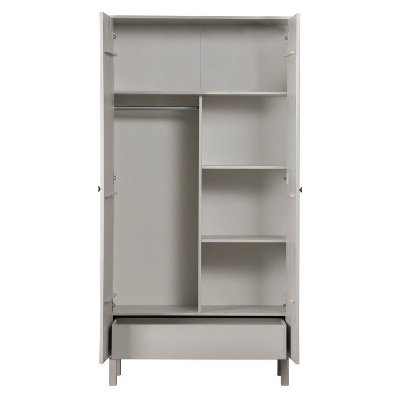 Armoire moderne en bois de pin et métal grise MADO