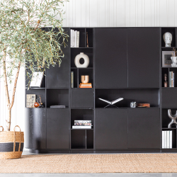 Armoire rond gauche 78cm en bois de pin noir BUCK
