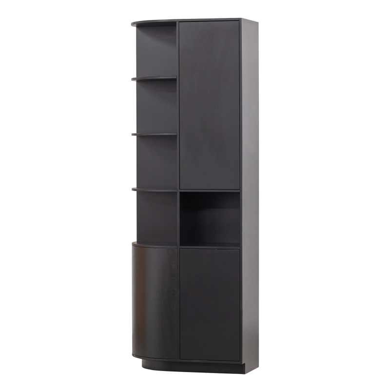 Armoire rond gauche 78cm en bois de pin noir BUCK