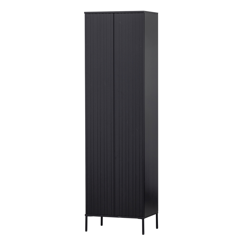 Grande armoire haute en bois pin massif noir MAY