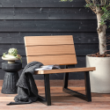 Fauteuil relaxant extérieur en bois naturel et métal noir KOBY