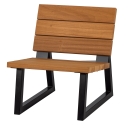 Fauteuil relaxant extérieur en bois naturel et métal noir KOBY