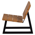 Fauteuil relaxant extérieur en bois naturel et métal noir KOBY