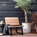 Fauteuil relaxant extérieur en bois naturel et métal noir KOBY