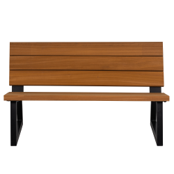 Banc de jardin en bois naturel et métal noir KOBY