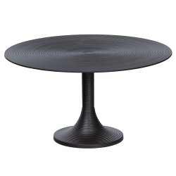 Table basse ronde en aluminium noir avec son pieds trompette ZEUS