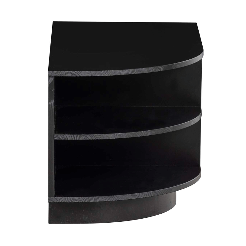 Meuble TV rond gauche 78cm en bois pin massif noir BUCK