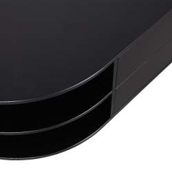 Meuble TV rond gauche 78cm en bois pin massif noir BUCK