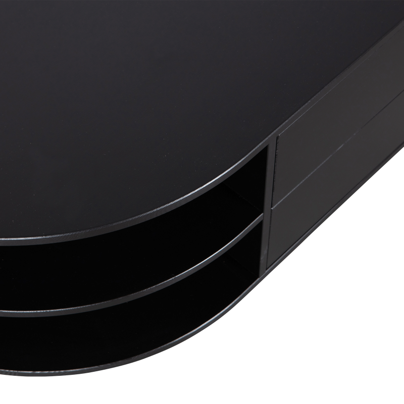 Meuble TV rond gauche 78cm en bois pin massif noir BUCK