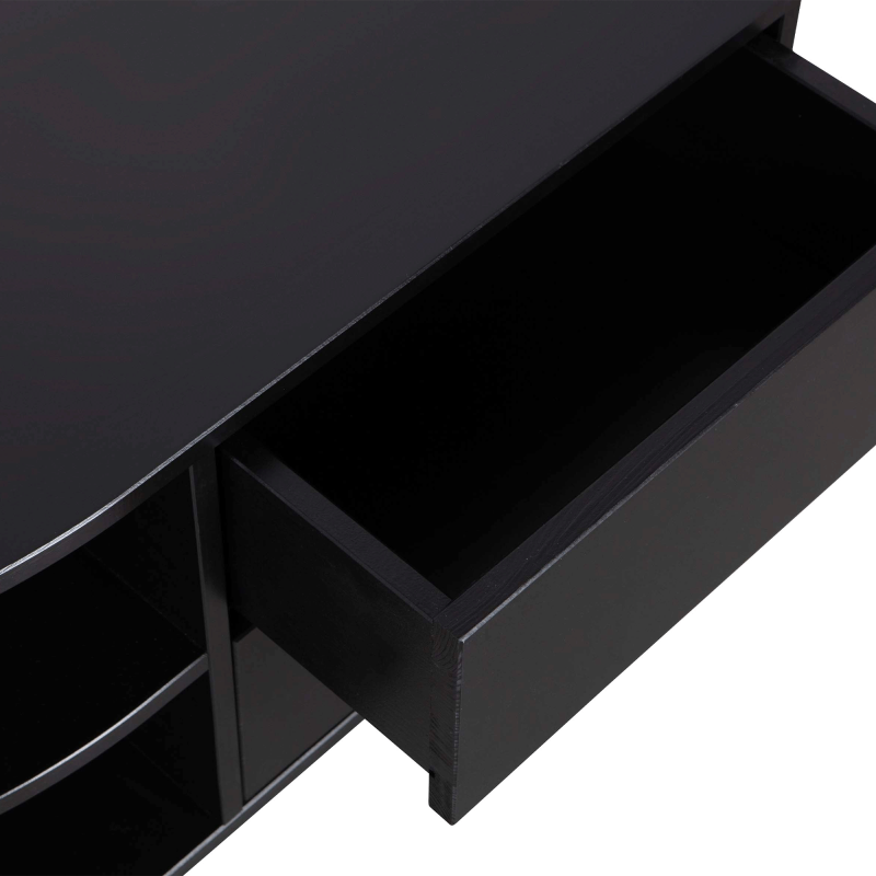 Meuble TV rond gauche 78cm en bois pin massif noir BUCK