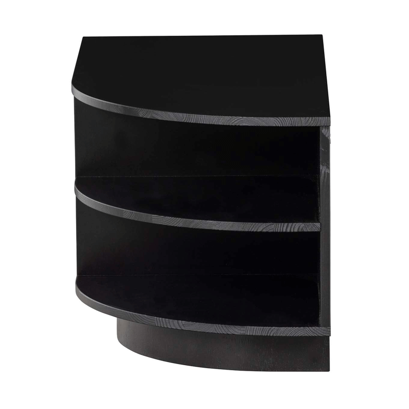 Meuble TV rond droite 78cm en bois pin massif noir BUCK
