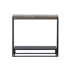 Console 2 étages en métal et bois noir et dorée NIGHT