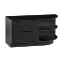 Meuble TV rond droite 78cm en bois pin massif noir BUCK