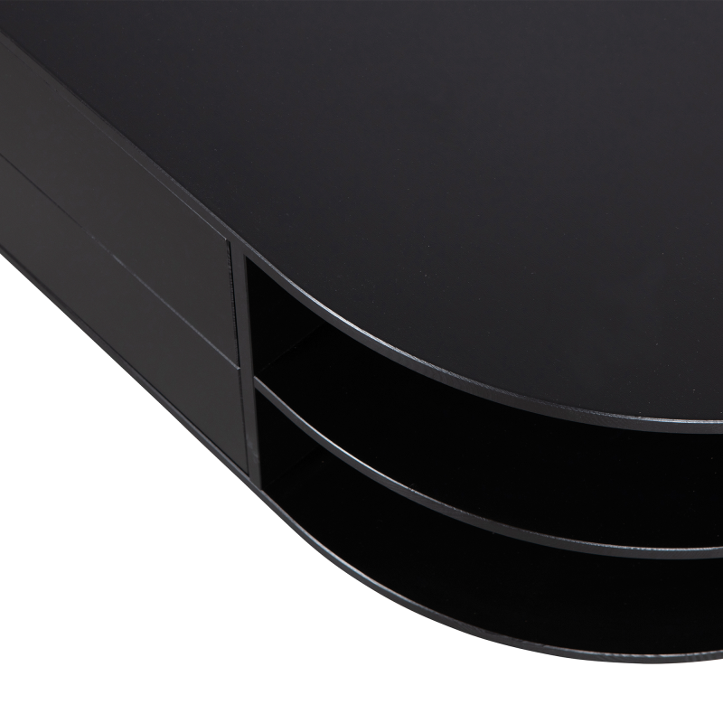 Meuble TV rond droite 78cm en bois pin massif noir BUCK