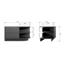 Meuble TV rond droite 78cm en bois pin massif noir BUCK