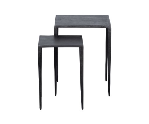 Ensemble de tables d'appoint carrées en aluminium noir LADY