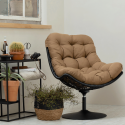 Fauteuil pivotant int/ext en rotin avec coussin en tissu inclus HOOPA