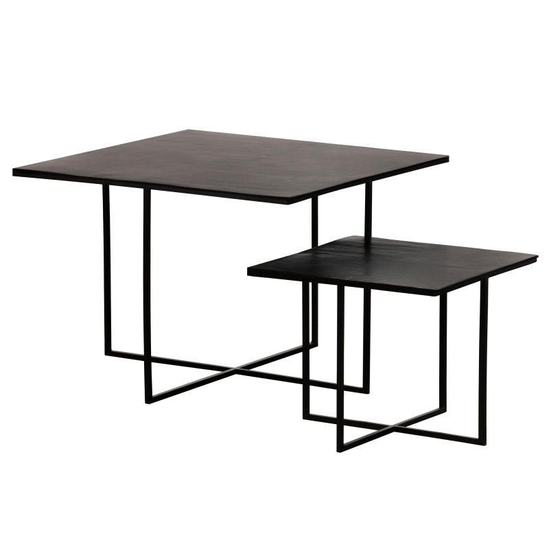 Set de 2 tables basses gigognes en métal brun foncé ORSO