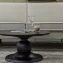 Table basse ronde design 68cm en bois de manguier noir BENCO